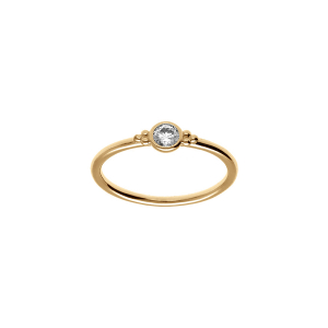 BAGUE PLAQUÉ OR SOLITAIRE ROND OXYDE BLANC SERTI CLOS