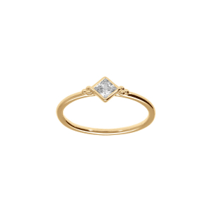 BAGUE PLAQUÉ OR OXYDE BLANC SERTI CLOS CARRÉ