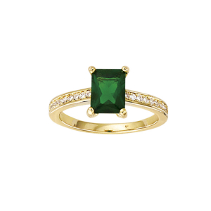 BAGUE PLAQUÉ OR RECTANGLE OXYDE VERT