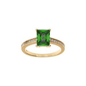 BAGUE PLAQUÉ OR RECTANGLE OXYDE VERT