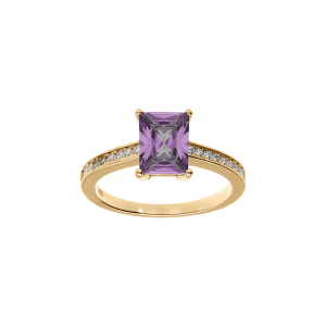 BAGUE PLAQUÉ OR RECTANGLE OXYDE VIOLET