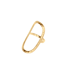 BAGUE PLAQUÉ OR FORME OVALE ÉVIDÉ MARTELÉ
