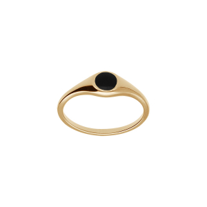 BAGUE PLAQUÉ OR PETITE CHEVALIERE PAVÉ FORME ROND ONYX IMITATION