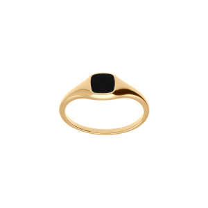 BAGUE PLAQUÉ OR PAVÉ FORME CARRÉ ONYX IMITATION