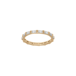 BAGUE PLAQUÉ OR MOTIF RECTANGLE OXYDES BLANCS