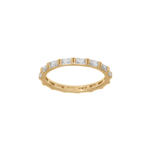 BAGUE PLAQUÉ OR MOTIF RECTANGLE OXYDES BLANCS