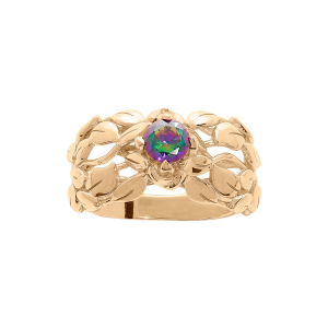 BAGUE PLAQUÉ OR OXYDE MYSTIQUE ARC EN CIEL ET ARBRE DE VIE