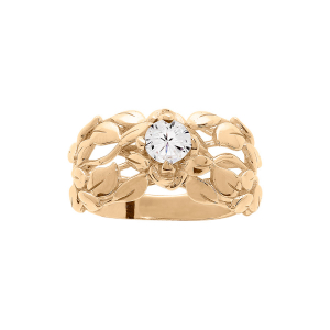 BAGUE PLAQUÉ OR OXYDE BLANC ET ARBRE DE VIE