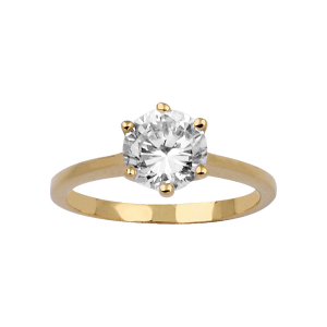 BAGUE PLAQUÉ OR SOLITAIRE 6 GRIFFES