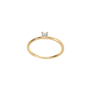 BAGUE PLAQUÉ OR SOLITAIRE OXYDE BLANC