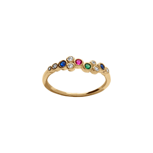 BAGUE PLAQUÉ OR OXYDES MULTI COULEURS