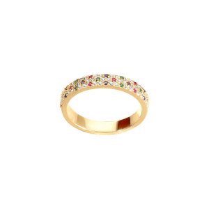 BAGUE PLAQUÉ OR RUBAN OXYDES MULTI COULEURS