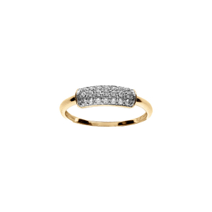 BAGUE PLAQUÉ OR PAVÉ OXYDES BLANCS SERTIS
