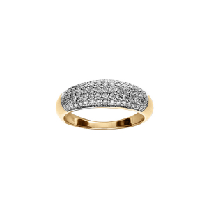 BAGUE PLAQUÉ OR JONC PAVÉ OXYDES BLANCS SERTIS