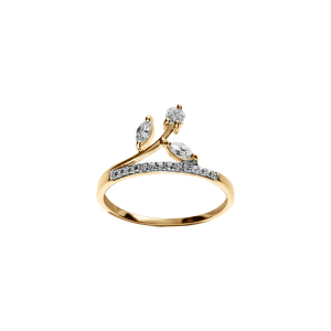 BAGUE PLAQUÉ OR RAIL OXYDES BLANCS SERTIS ET 3 NAVETTES OXYDES BLANCS