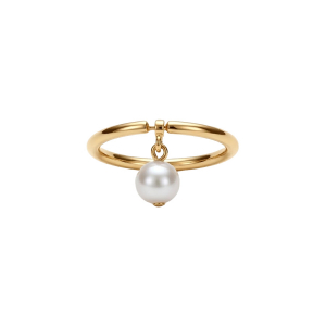 BAGUE PLAQUÉ OR ANNEAU ET PAMPILLE PERLE BLANCHE IMITATION