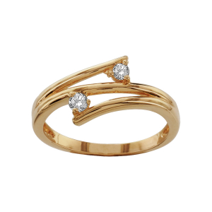 BAGUE PLAQUÉ OR 2 BRANCHES PIERRES BLANCHES SYNTHETIQUE