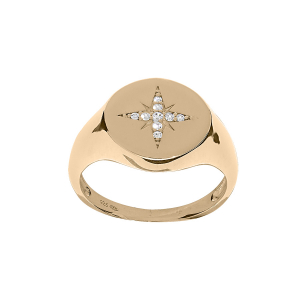 BAGUE PLAQUÉ OR ETOILE OXYDES BLANCS SERTIS