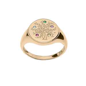 BAGUE PLAQUÉ OR ARBRE DE VIE 5 OXYDES COULEURS SERTIS