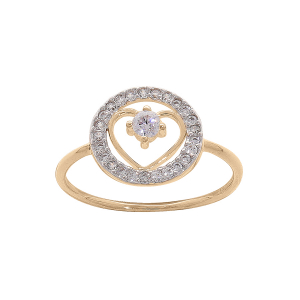 BAGUE PLAQUÉ OR COEUR OXYDES BLANCS SERTIS