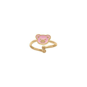 BAGUE PLAQUÉ OR OUVERTE RÉGALBLE OURSON ROSE