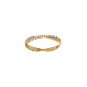 BAGUE PLAQUÉ OR CROISÉE OXYDES BLANCS SERTIS