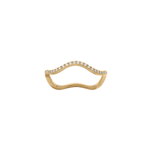 BAGUE PLAQUÉ OR VAGUE OXYDES BLANCS SERTIS