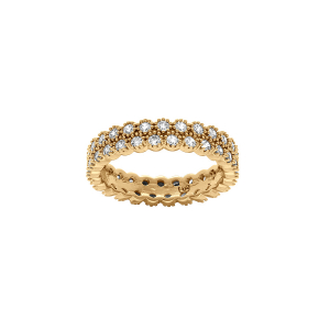 BAGUE PLAQUÉ OR 2 RANGS OXYDES BLANCS SERTIS