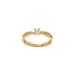 BAGUE PLAQUÉ OR SOLITAIRE OXYDE BLANC SERTI
