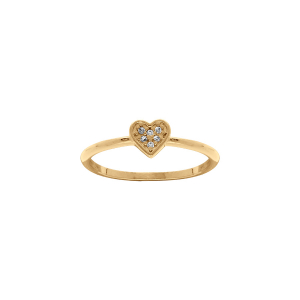 BAGUE PLAQUÉ OR COEURS OXYDES BLANCS