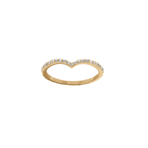 BAGUE PLAQUÉ OR FORME V OXYDES BLANCS SERTIS