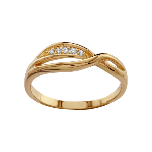 BAGUE PLAQUÉ OR CROISEE PIERRES BLANCHES SYNTHETIQUE
