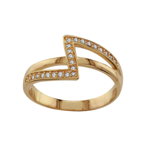 BAGUE PLAQUÉ OR PIERRES BLANCHES SYNTHETIQUE
