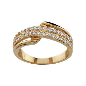 BAGUE PLAQUÉ OR PIERRES BLANCHES SYNTHETIQUE