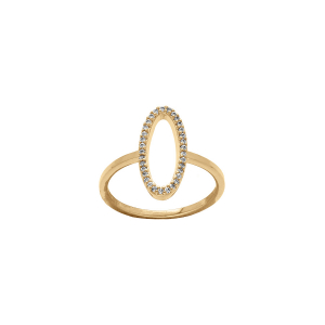 BAGUE PLAQUÉ OR OVALE OXYDES BLANCS SERTIS