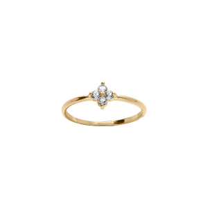 BAGUE PLAQUÉ OR FLEUR OXYDES BLANCS