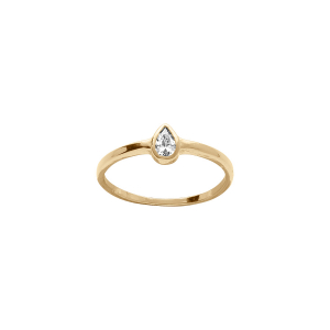 BAGUE PLAQUÉ OR GOUTTE OXYDE BLANC SERTI CLOS