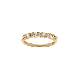 BAGUE PLAQUÉ OR NAVETTES OXYDES BLANCS