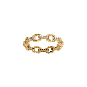 BAGUE PLAQUÉ OR MAILLE OXYDES BLANCS