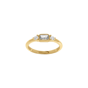 BAGUE PLAQUÉ OR RECTANGLE OXYDES BLANCS