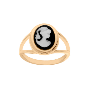 BAGUE PLAQUÉ OR CAMÉE NOIR