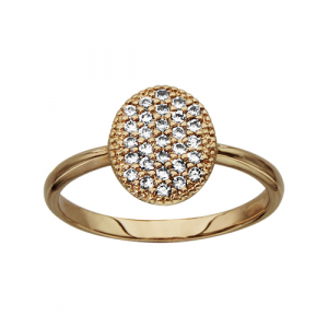BAGUE PLAQUÉ OR FORME OVALE OXYDES BLANCS SERTIS