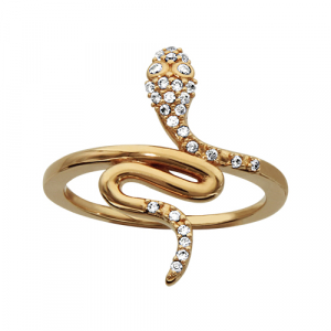 BAGUE PLAQUÉ OR SERPENT PIERRES BLANCHES SYNTHETIQUE