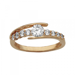 BAGUE PLAQUÉ OR PIERRES BLANCHES SYNTHETIQUE