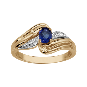 BAGUE PLAQUÉ OR PIERRE BLEUE SYNTHETIQUE