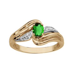 BAGUE PLAQUÉ OR PIERRE VERTE SYNTHETIQUE