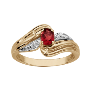 BAGUE PLAQUÉ OR PIERRE ROUGE SYNTHETIQUE