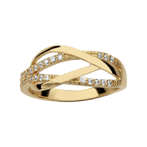 BAGUE PLAQUÉ OR OXYDES BLANCS SERTIS