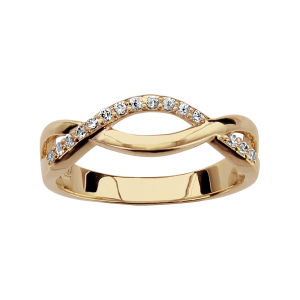 BAGUE PLAQUÉ OR TRESSE OXYDES BLANCS SERTIS