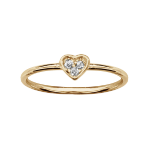 BAGUE PLAQUÉ OR FORME COEUR OXYDES BLANCS SERTIS